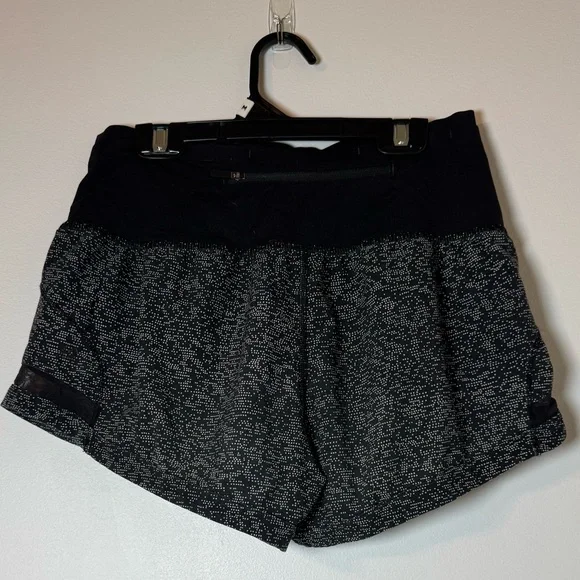 Lululemon Speed Up Shorts Black Pattern High Rise Size 4 - Picture 2 of 5